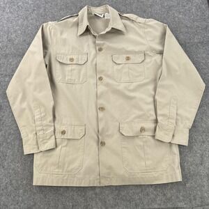 Woolrich Jacket Mens Medium Beige Canvas Field Military Safari Utility